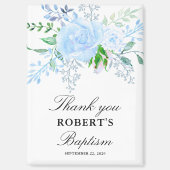 Aimant Cadeau de baptême Floral Blue Boy (Recto)