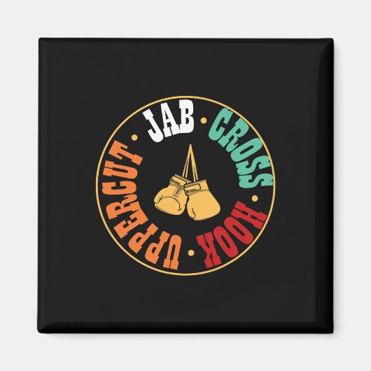 Aimant Cadeau de boxe kickboxing Jab Cross Hook Upper (Devant)