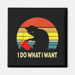 Aimant Cadeau de chat drôle Vintage Sunset Je fais ce que