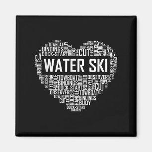 Aimant Cadeau de coeur de ski nautique Amour de waterski