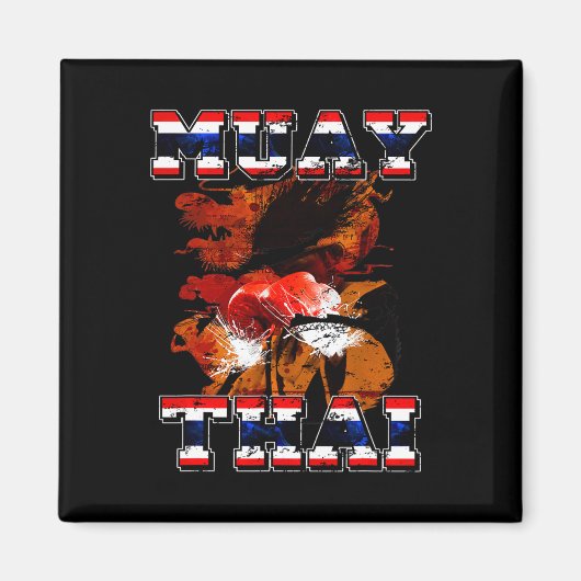 Aimant Cadeau de combattant de boxe thaïlandaise Thaïland (Devant)