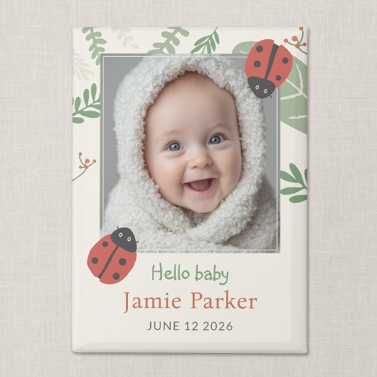 Aimant Cadeau de déclaration de naissance de bébé coccine