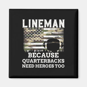 Aimant Cadeau de football de lineman Drapeau américain pa
