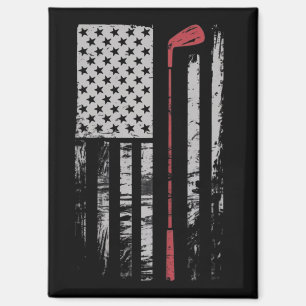 Aimant Cadeau de golf Drapeau Américain Vintage Golfeur