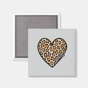 Aimant Cadeau de la Saint-Valentin cœur de léopard mignon