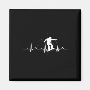 Aimant Cadeau de l'amateur de snowboard Heartbeat