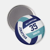 Aimant cadeau de l'équipe de volley-ball turquoise bleu m (Recto/Verso)