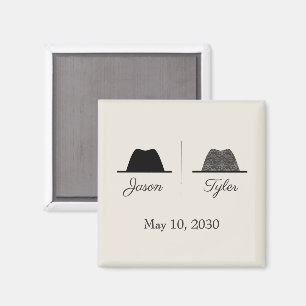 Aimant Cadeau de mariage gay pour deux mariés vintage
