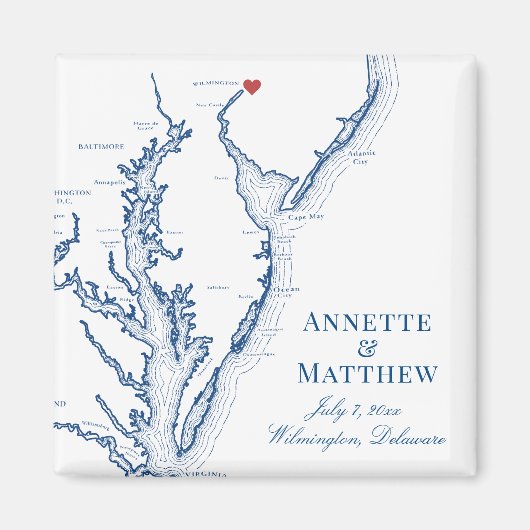 Aimant Cadeau de mariage Wilmington Delaware (Devant)
