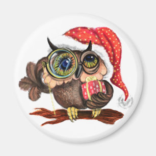 Aimant Cadeau de Noël avec cadeaux Chouette de bébé