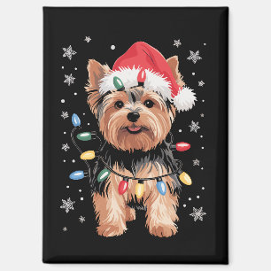 Aimant Cadeau de Noël de Yorkie Chien de Noël Long