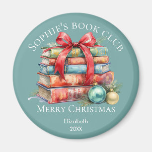 Aimant Cadeau de Noël Joyeux Club de Lecture Nom