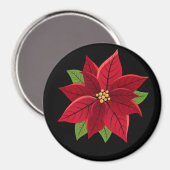 Aimant Cadeau de Noël Poinsettia (Recto/Verso)