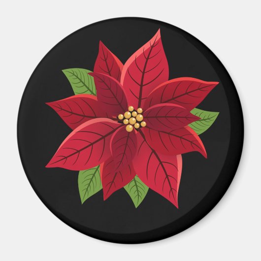 Aimant Cadeau de Noël Poinsettia (Devant)