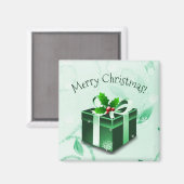 Aimant cadeau de Noël vert (Recto/Verso)