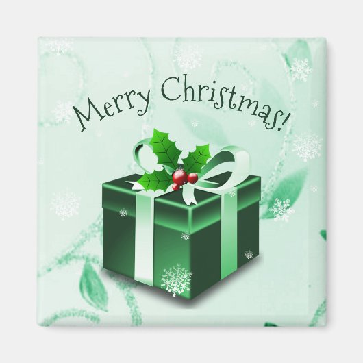 Aimant cadeau de Noël vert (Devant)