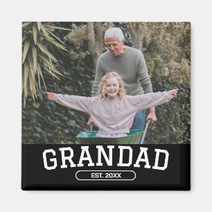 Aimant Cadeau de Papi Établie Photo Noir Nouveau Papy