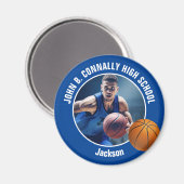 Aimant Cadeau de photo de joueur de basket-ball bleu (Recto/Verso)