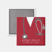 Aimant cadeau de remise de diplômes d'une école de soins (Recto/Verso)