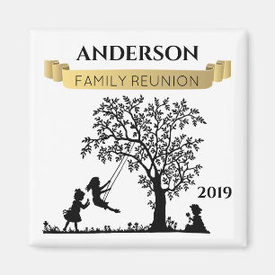 Aimant Cadeau de Réunions de Famille Élégant Noir et Or