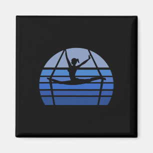 Aimant Cadeau de silhouette de yoga aérien rétro pour amo