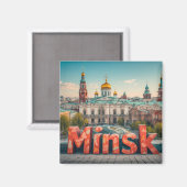 Aimant Cadeau de voyage à Minsk Biélorussie 🗺️ (Recto/Verso)