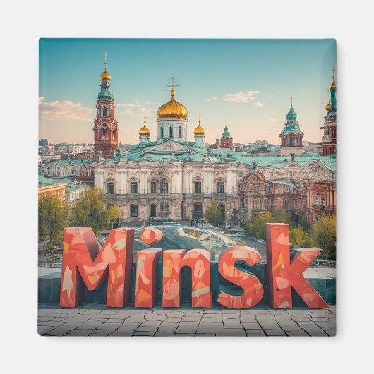 Aimant Cadeau de voyage à Minsk Biélorussie 🗺️ (Devant)