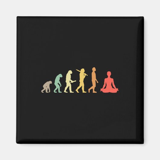 Aimant Cadeau d'évolution de yoga rétro pour yogis et ama (Devant)