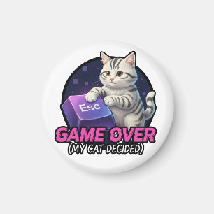 Aimant Cadeau drôle pour joueur de jeux vidéo avec chat -