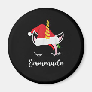 Aimant Cadeau Emmanuela Nom - Emmanuela Santa Licorne T-S