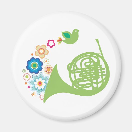 Aimant Cadeau Flowery French Horn Music (Devant)