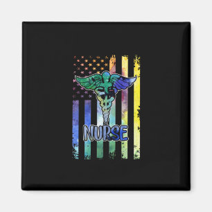Aimant Cadeau infirmière Nurse American Flag