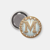 Aimant Cadeau initiale monogramme M pour petite amie (Recto/Verso)