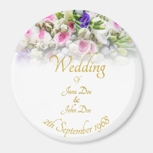 Aimant Cadeau mariage - Mariée avec bouquet mariage color