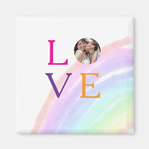 AIMANT CADEAU PERSONNALISÉ ARC-EN-CIEL PHOTO LETTRE FIERT