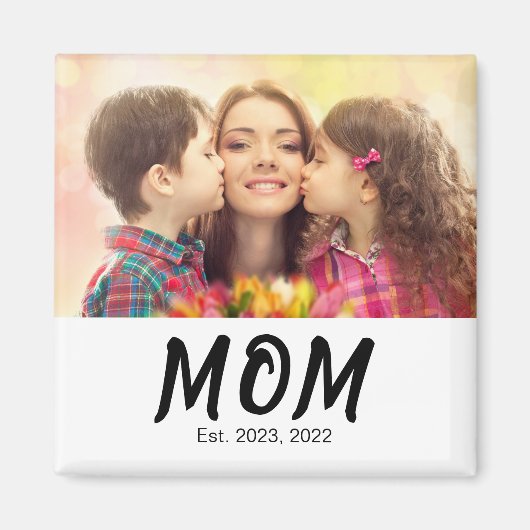 Aimant Cadeau Photo de Maman Établie (Devant)