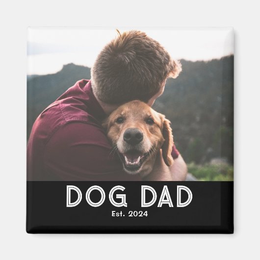 Aimant Cadeau Photo Dog Dad Established (Devant)
