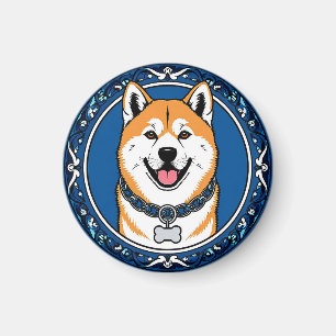 Aimant Cadeau pour amateur de Akita Inu en dessin animé