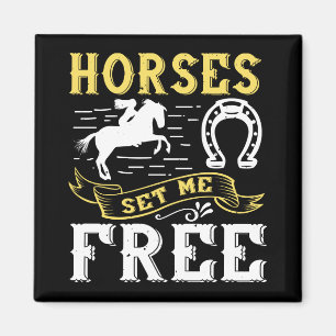 Aimant Cadeau pour amoureux de chevaux Cowgirl Équitation