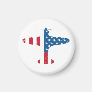 Aimant Cadeau pour pilote vétéran avion drapeau USA