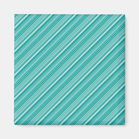 Aimant Cadeaux à motif rayé diagonal turquoise sarcelle (Devant)