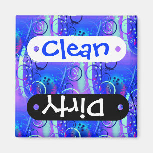 Aimant Cadeaux Abstraits Floral Swirl Bleu Purple Girly
