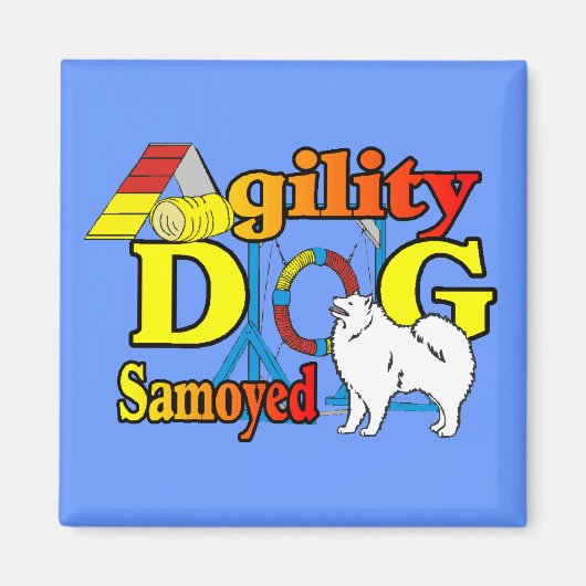 Aimant Cadeaux d'agilité Samoyé (Devant)