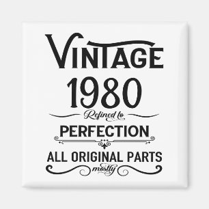 Aimant Cadeaux d'anniversaire vintages personnalisés noir