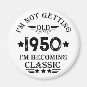 Aimant Cadeaux d'anniversaire vintages personnalisés noir