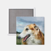 Aimant Cadeaux d'art de Borzoi (Recto/Verso)