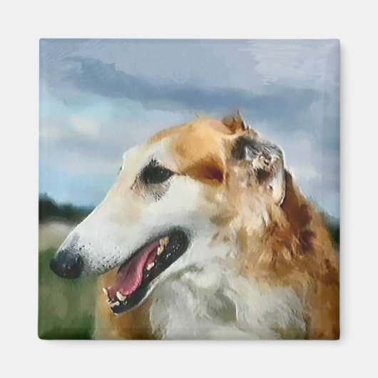 Aimant Cadeaux d'art de Borzoi (Devant)