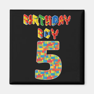 Aimant Cadeaux de 5 ans Blocs de construction 5e annivers