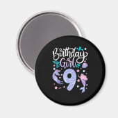 Aimant Cadeaux de 9 ans Anniversaire Fille Enfants 9e ann (Recto/Verso)