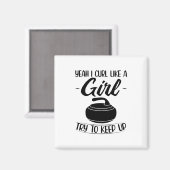 Aimant Cadeaux de curling pour filles | Coach de l'équipe (Recto/Verso)